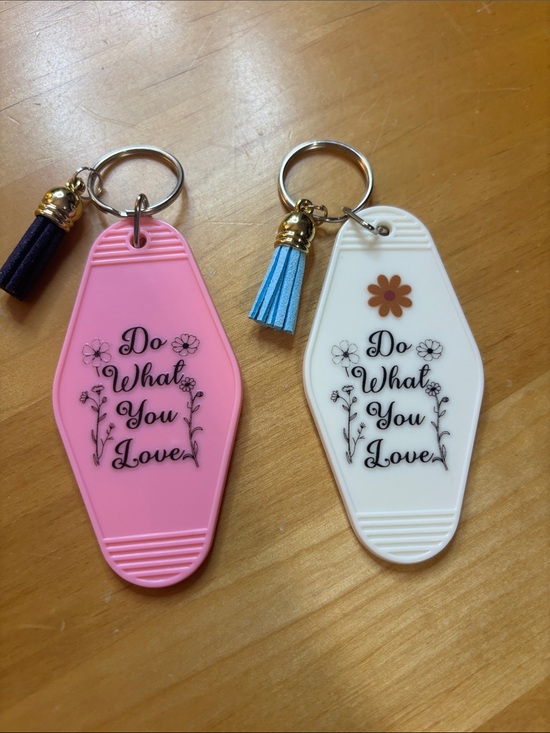 Hand Crafted Other - Do What You Love Floral Keychain - Pink & White - Handcrafted by me - pick one